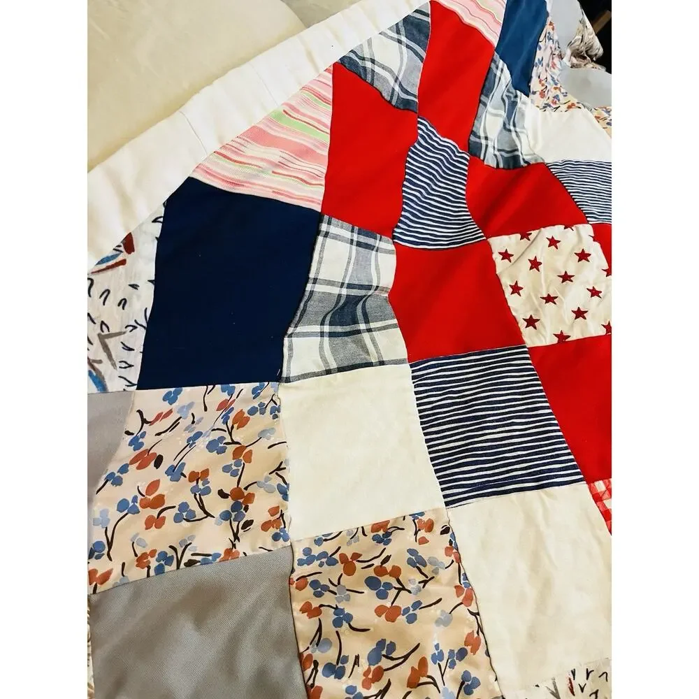 Vintage Handmade Patchwork Double Sided Quilt 84 x 69